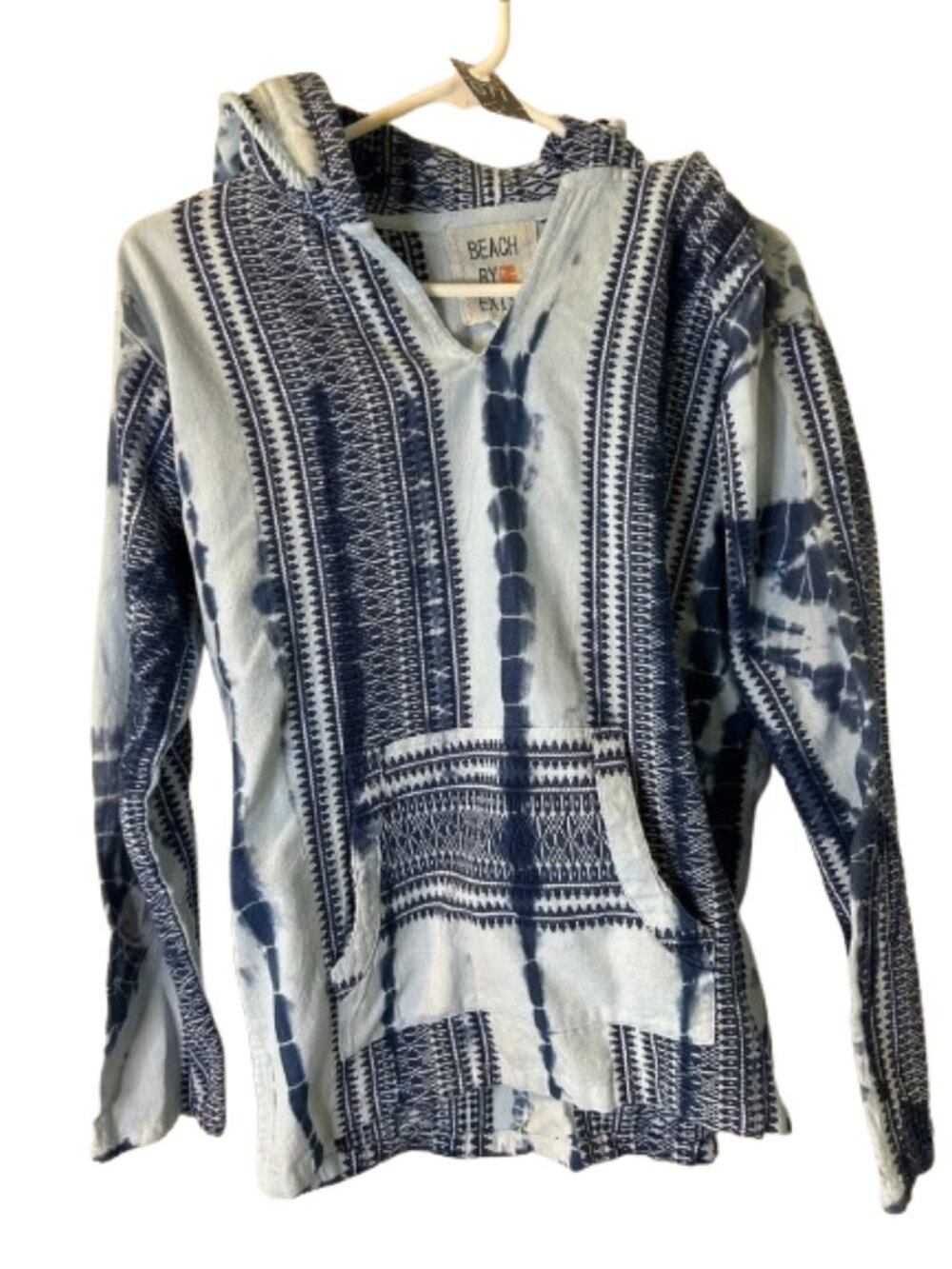 77. Beach By Exist Blue and White Tie-Dye Hoodie Top